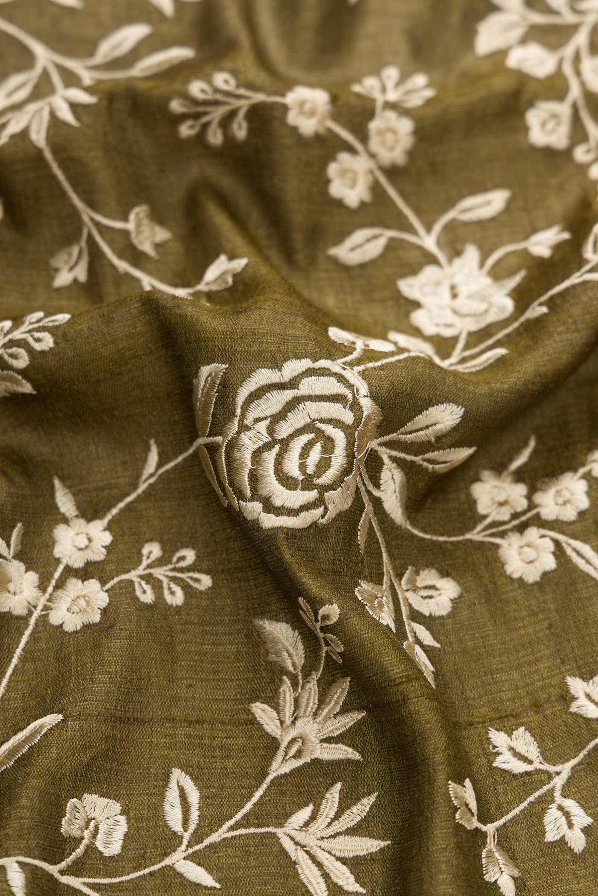 Mehandi Green Tussar Silk Saree