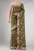 Mehandi Green Tussar Silk Saree