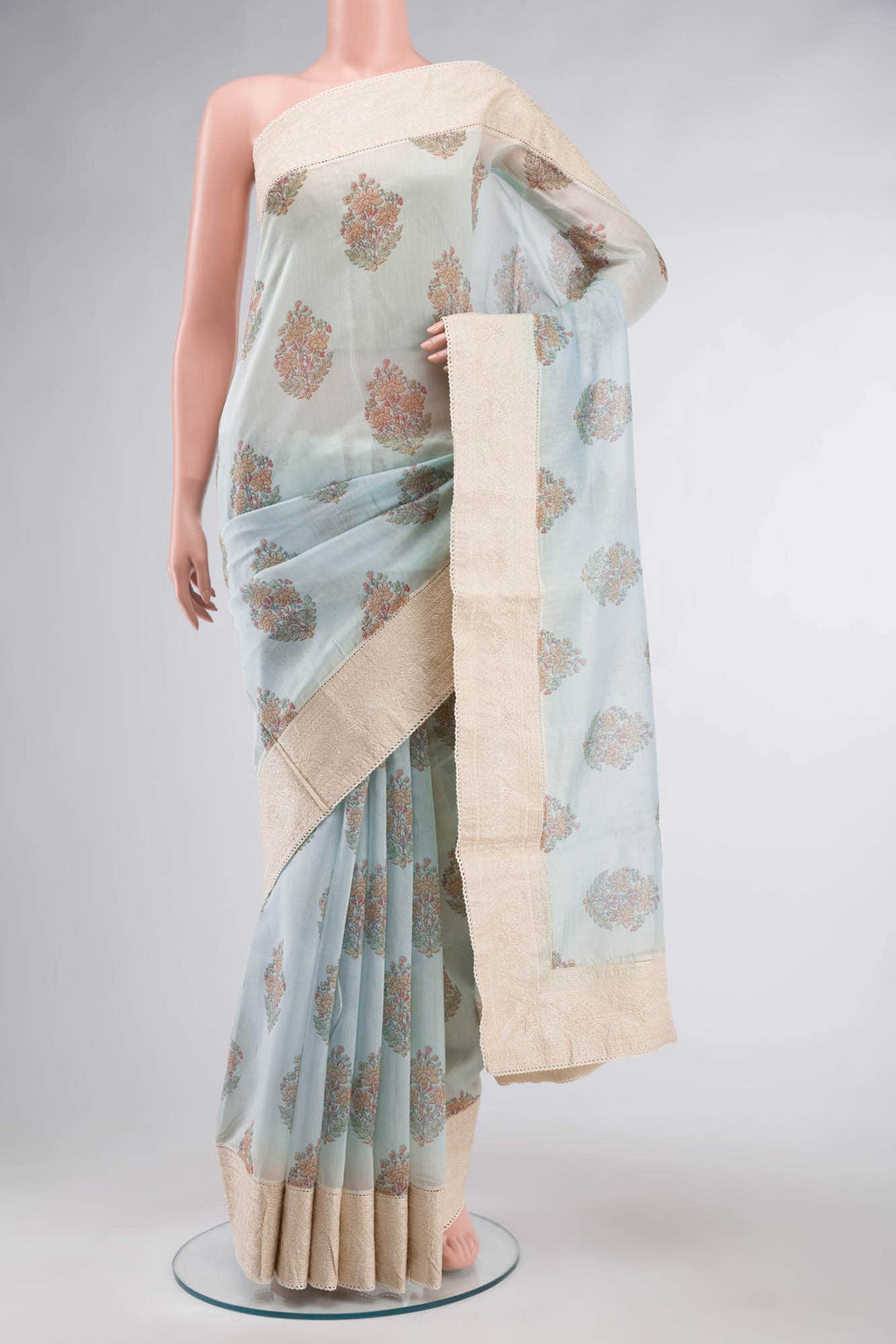 Blue Chanderi Silk Cotton Saree