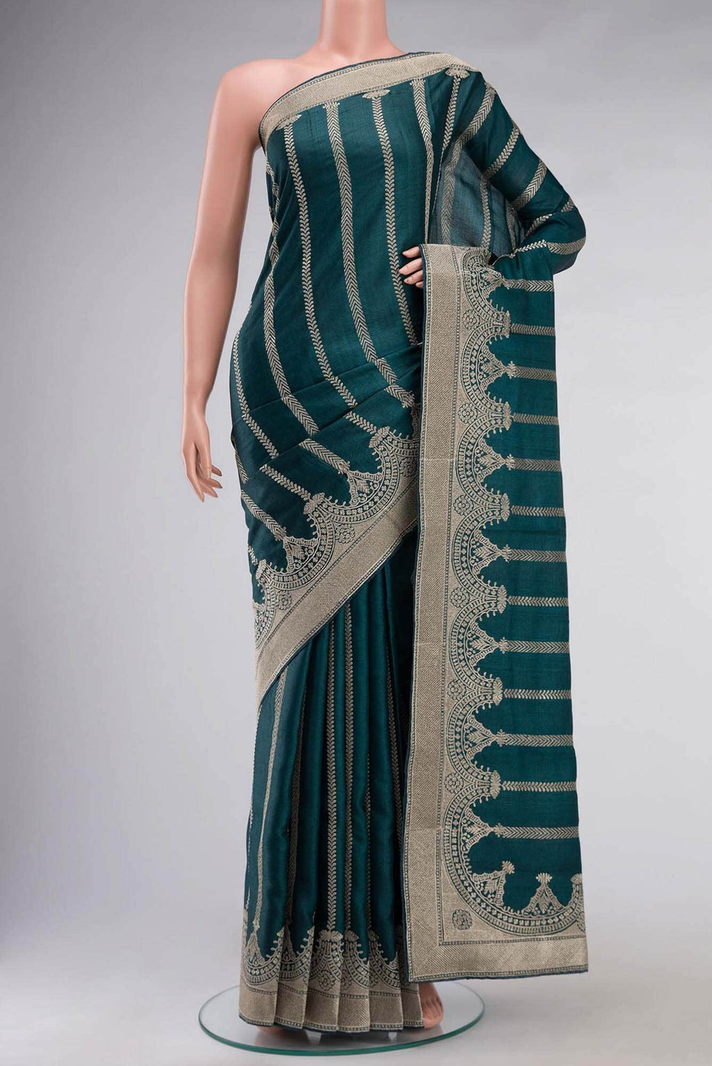 Teal Bhagalpuri Tussar Silk Saree