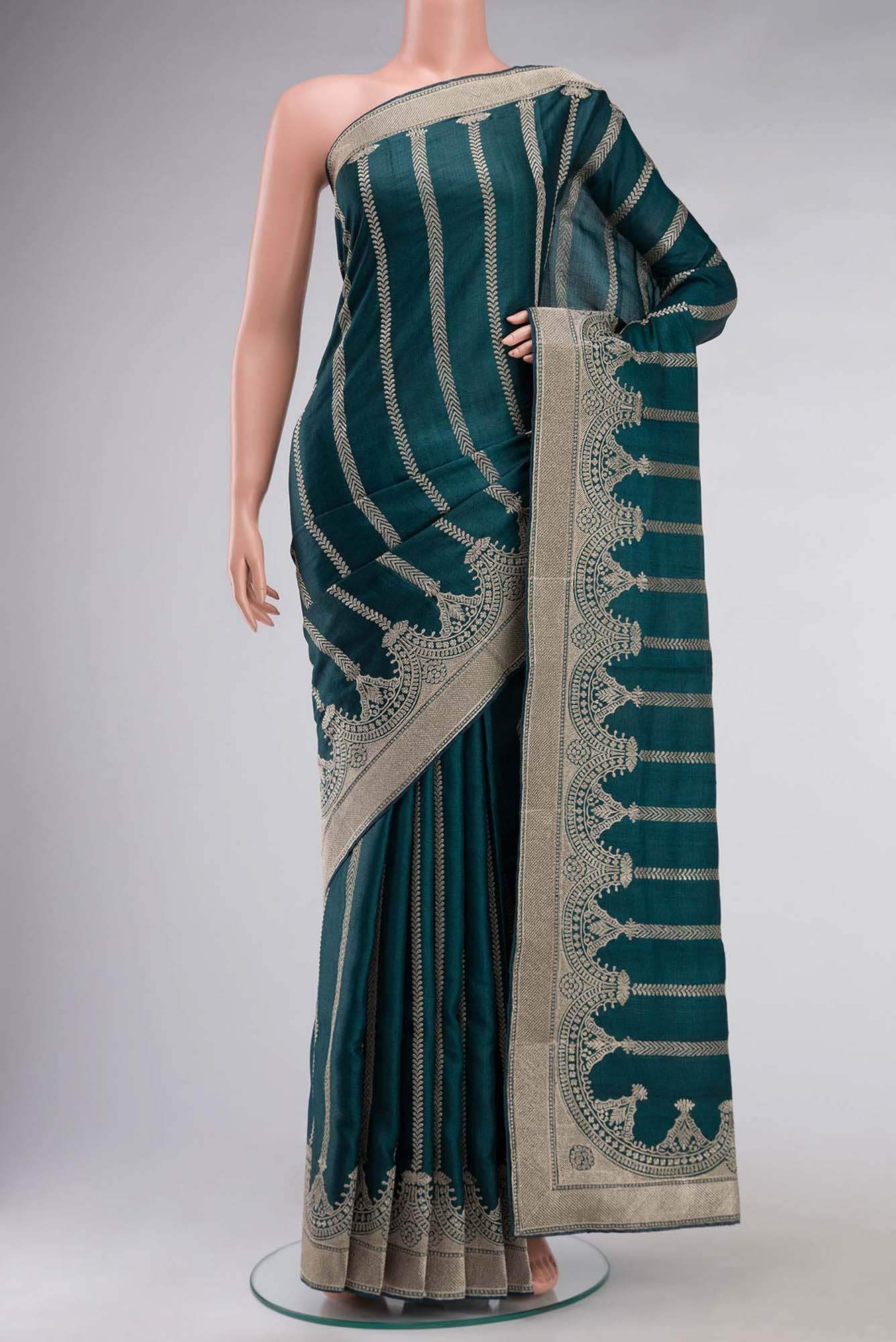 Teal Bhagalpuri Tussar Silk Saree