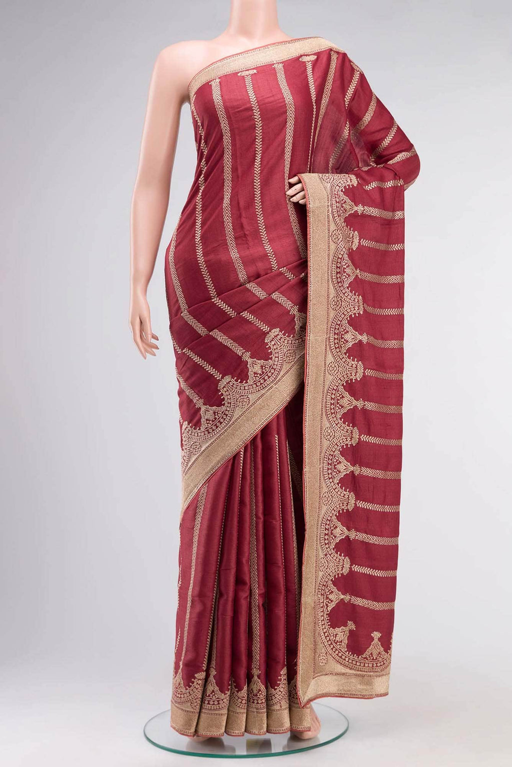 Maroon Bhagalpuri Tussar Silk Saree