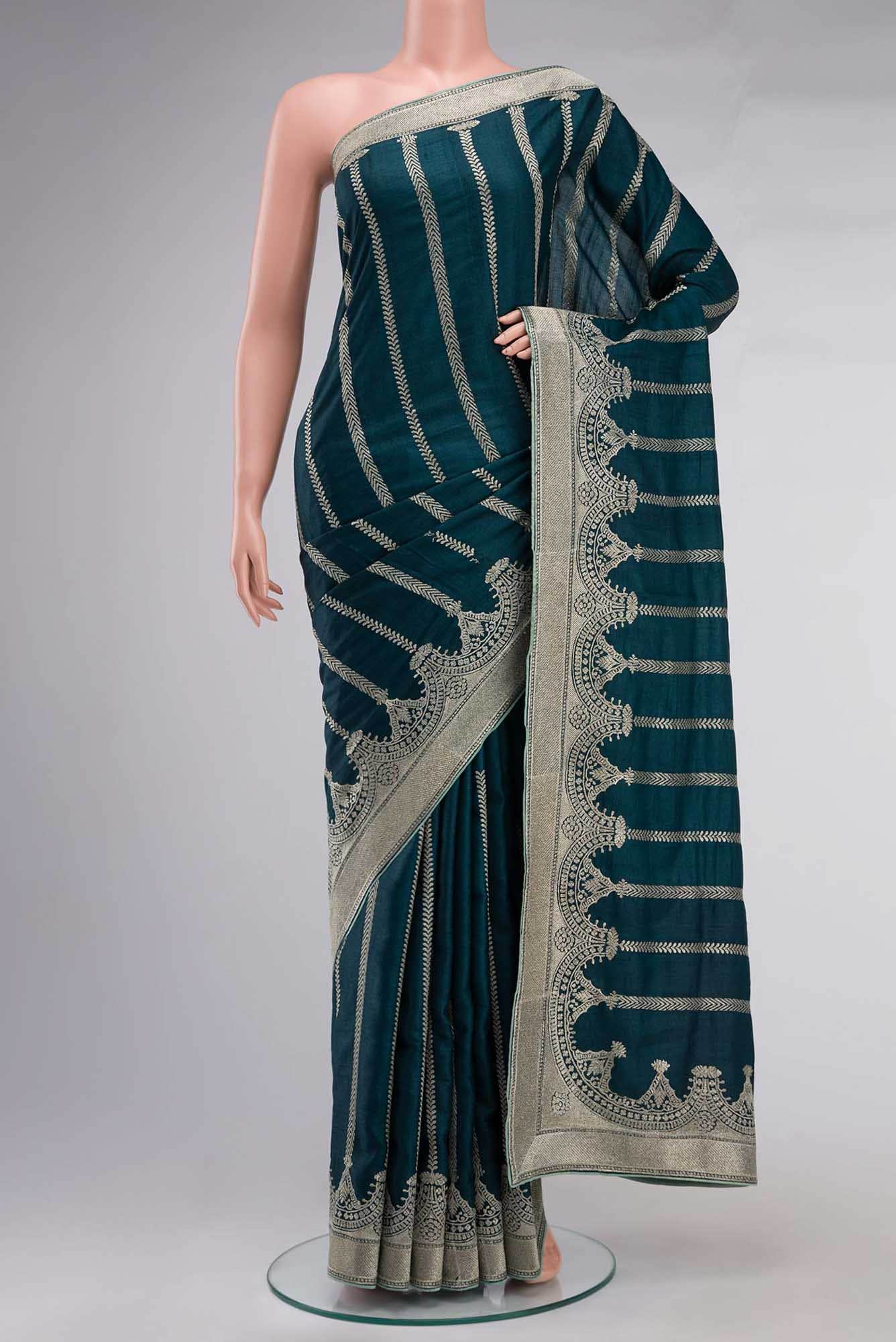 Teal Bhagalpuri Tussar Silk Saree