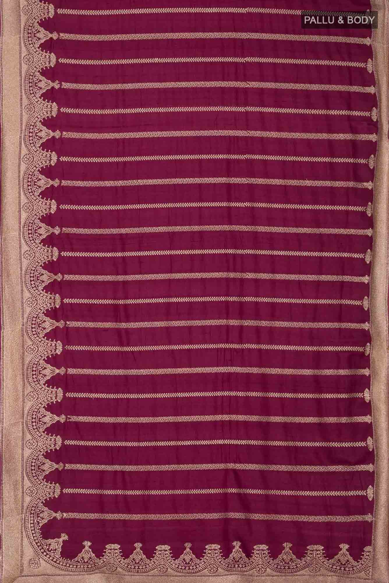 Maroon Bhagalpuri Tussar Silk Saree