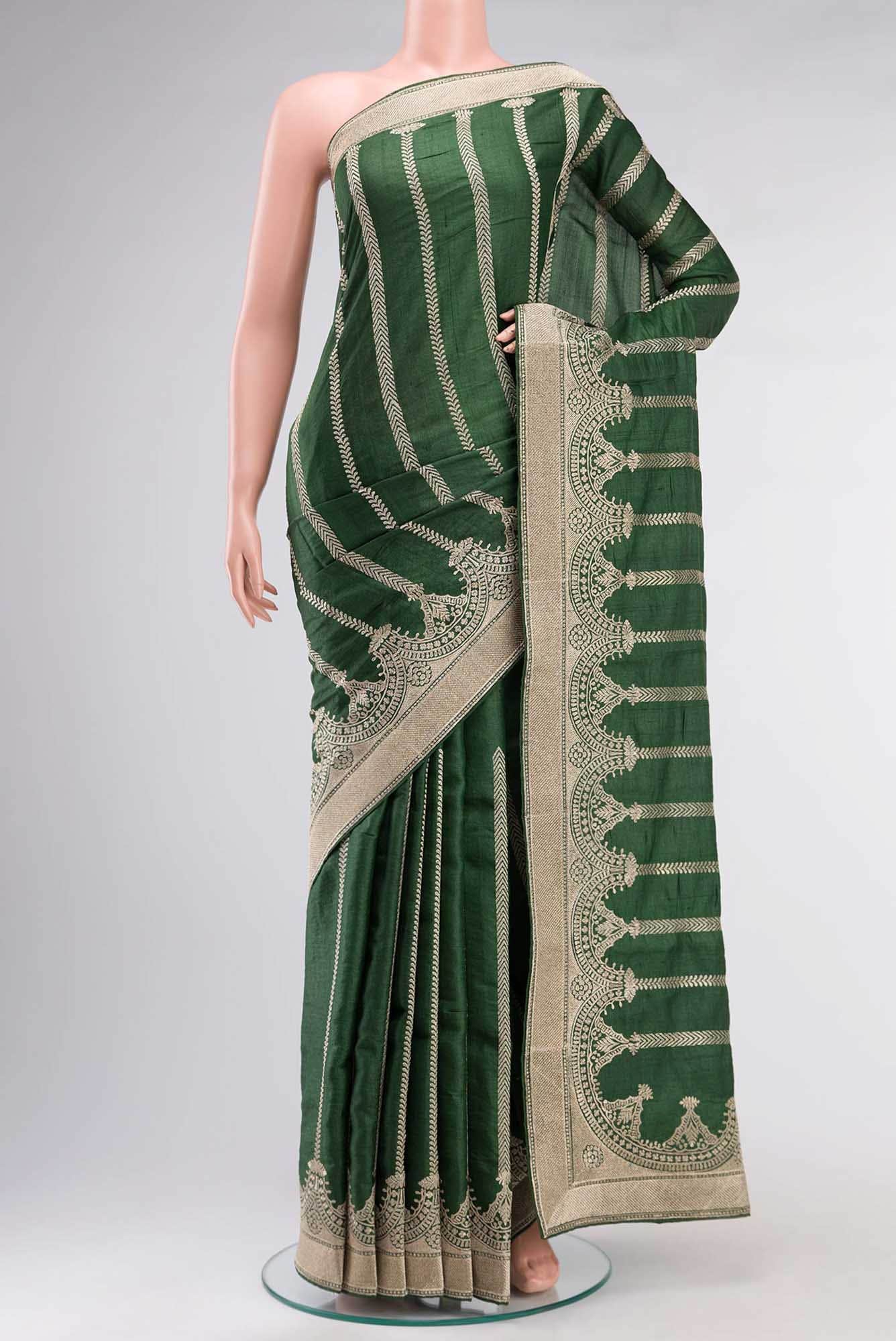 Green Bhagalpuri Tussar Silk Saree
