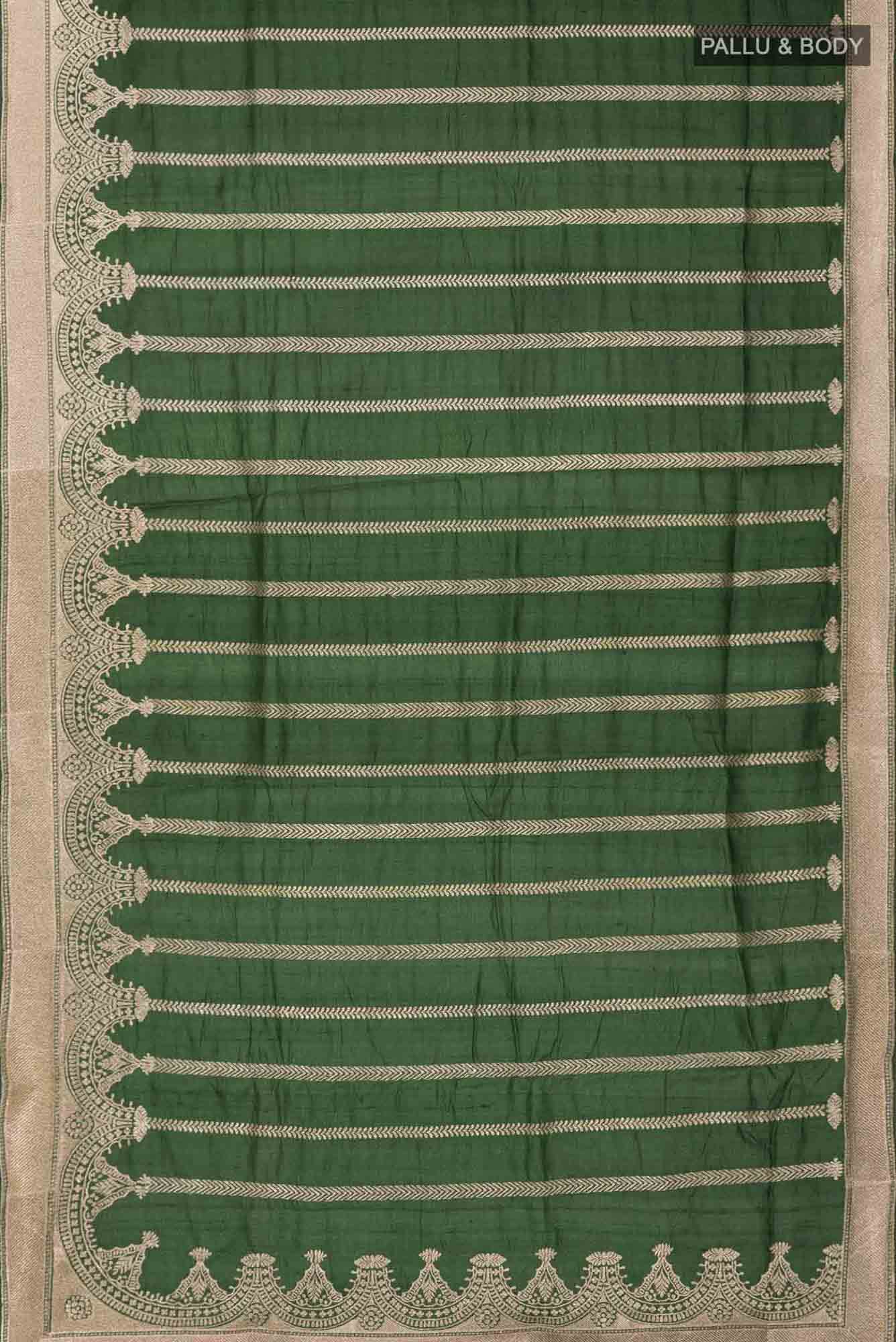 Green Bhagalpuri Tussar Silk Saree