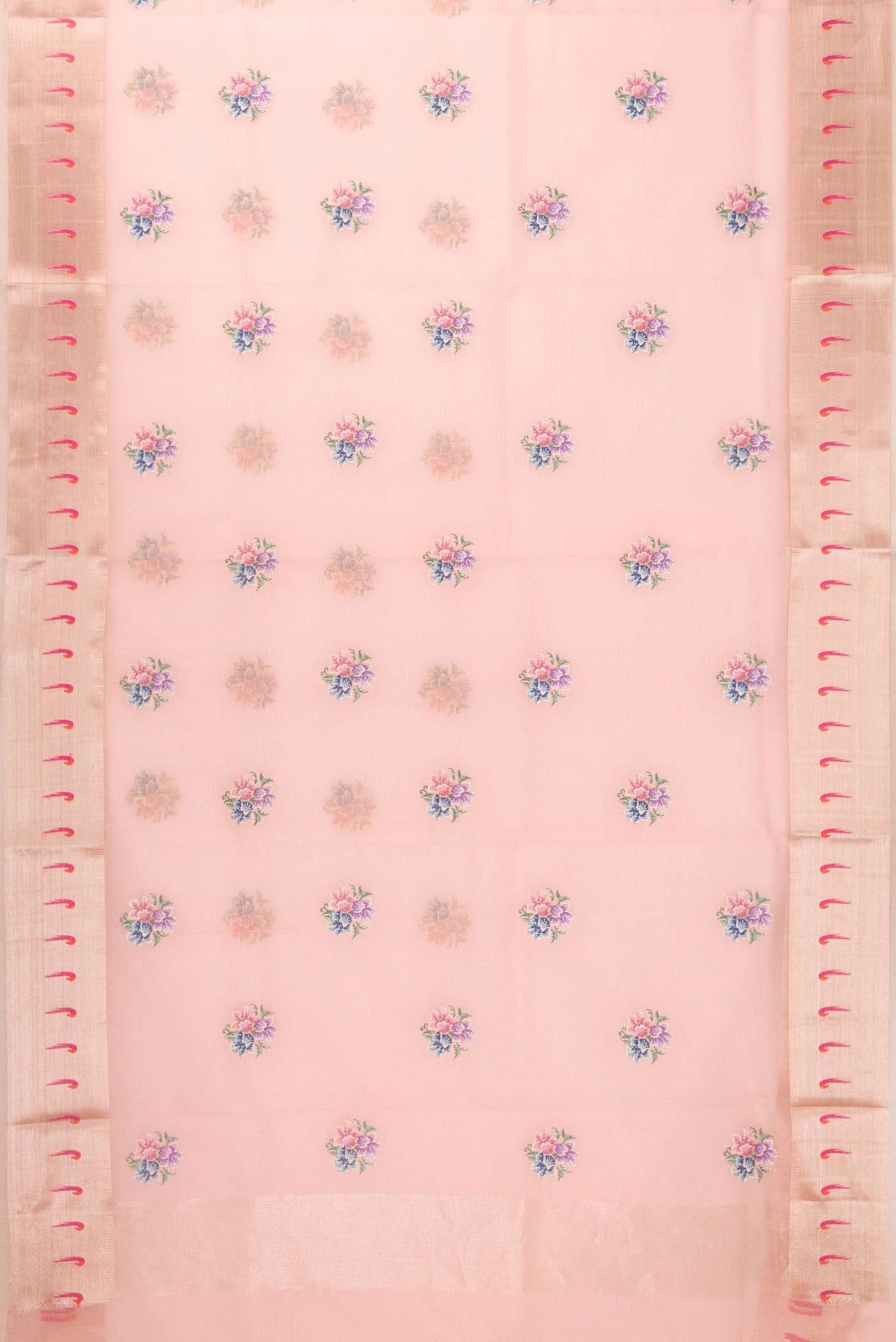 Peach Dual Tone Organza Silk Saree