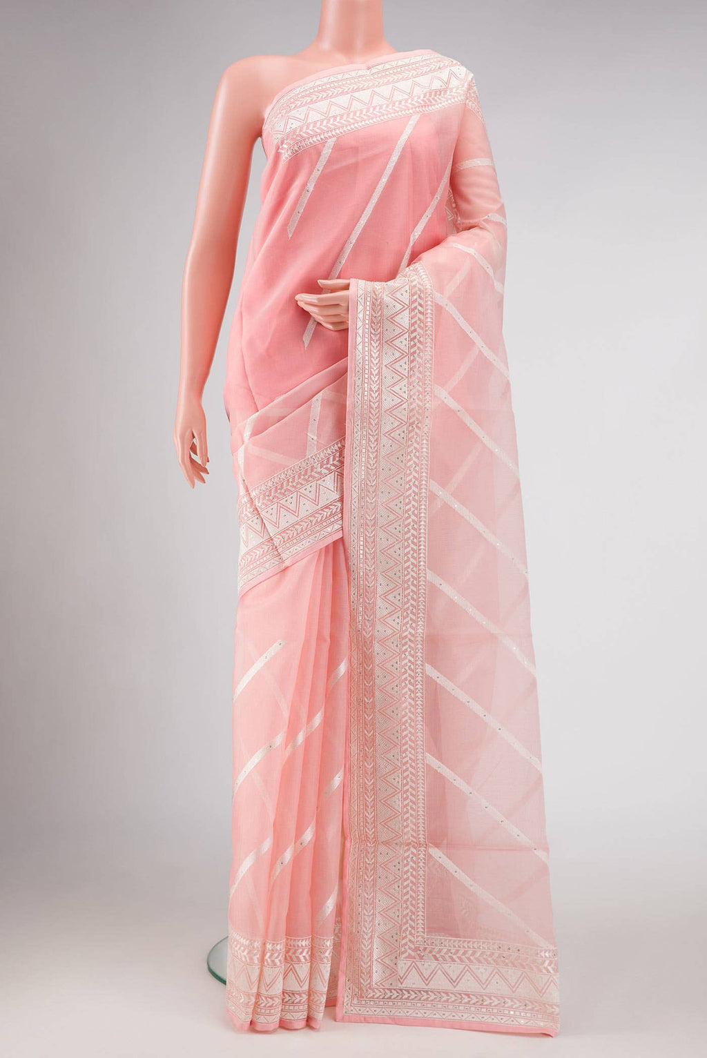 Pink Organza Silk Saree