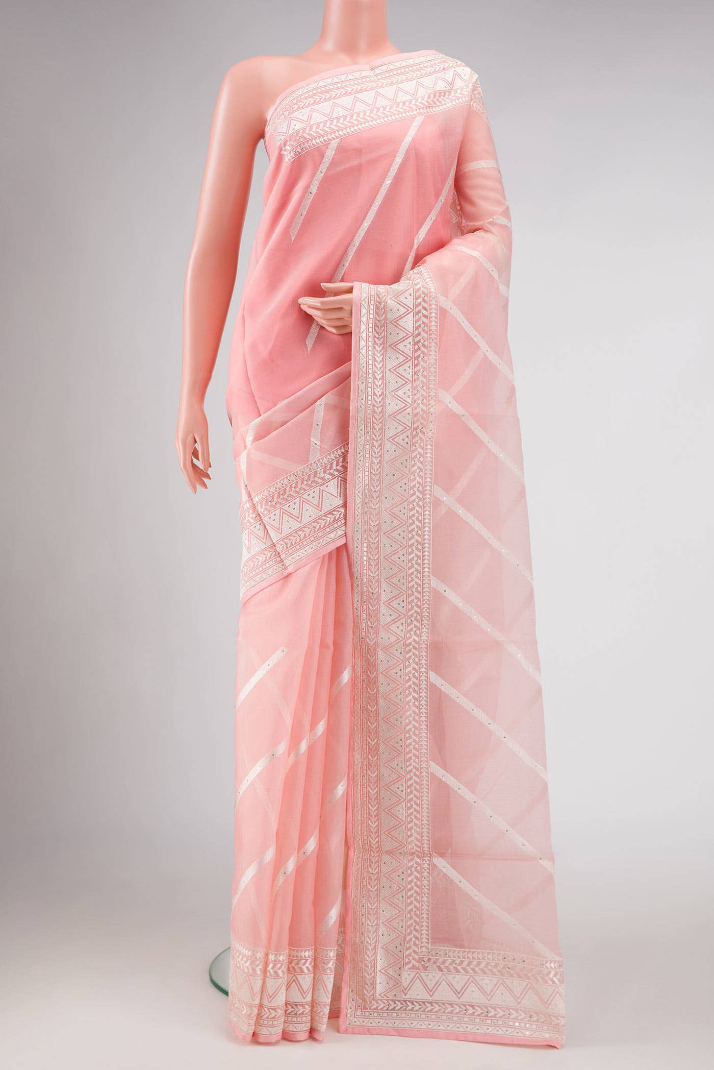 Pink Organza Silk Saree
