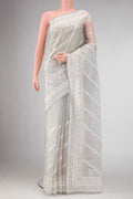 Grey Dual Tone Organza Silk Saree