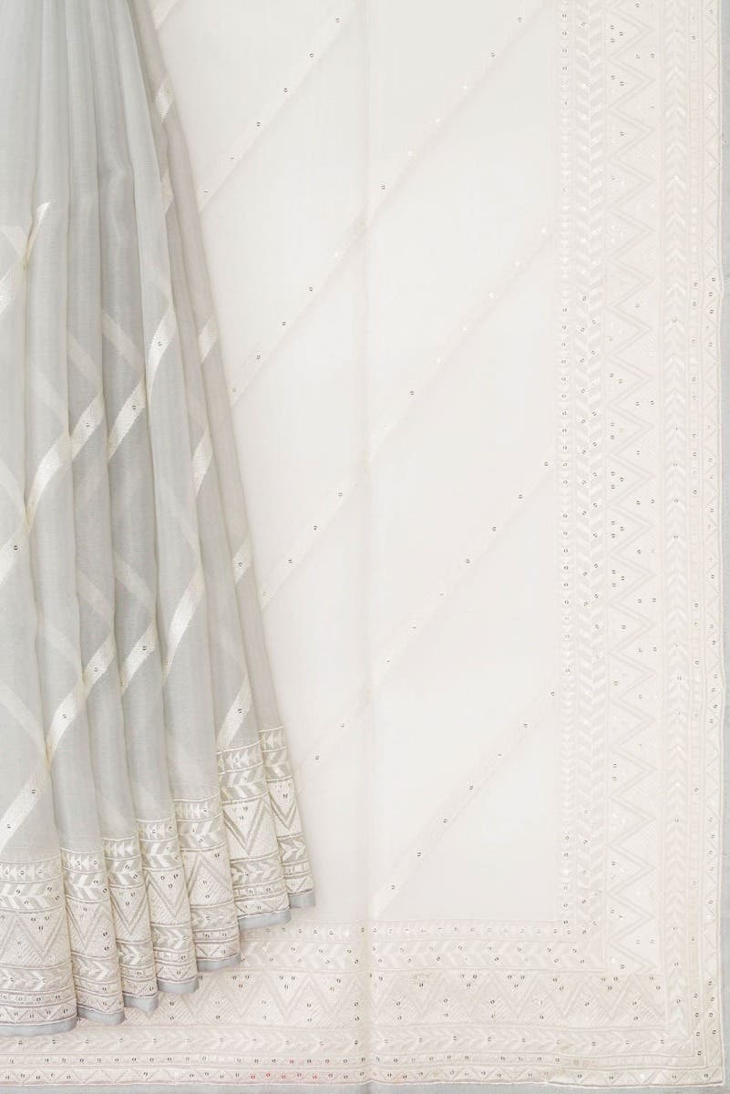 Grey Dual Tone Organza Silk Saree