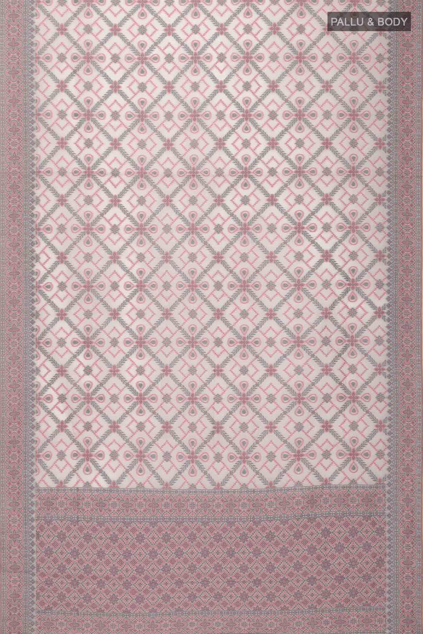 Cream Banarasi Silk Cotton Saree