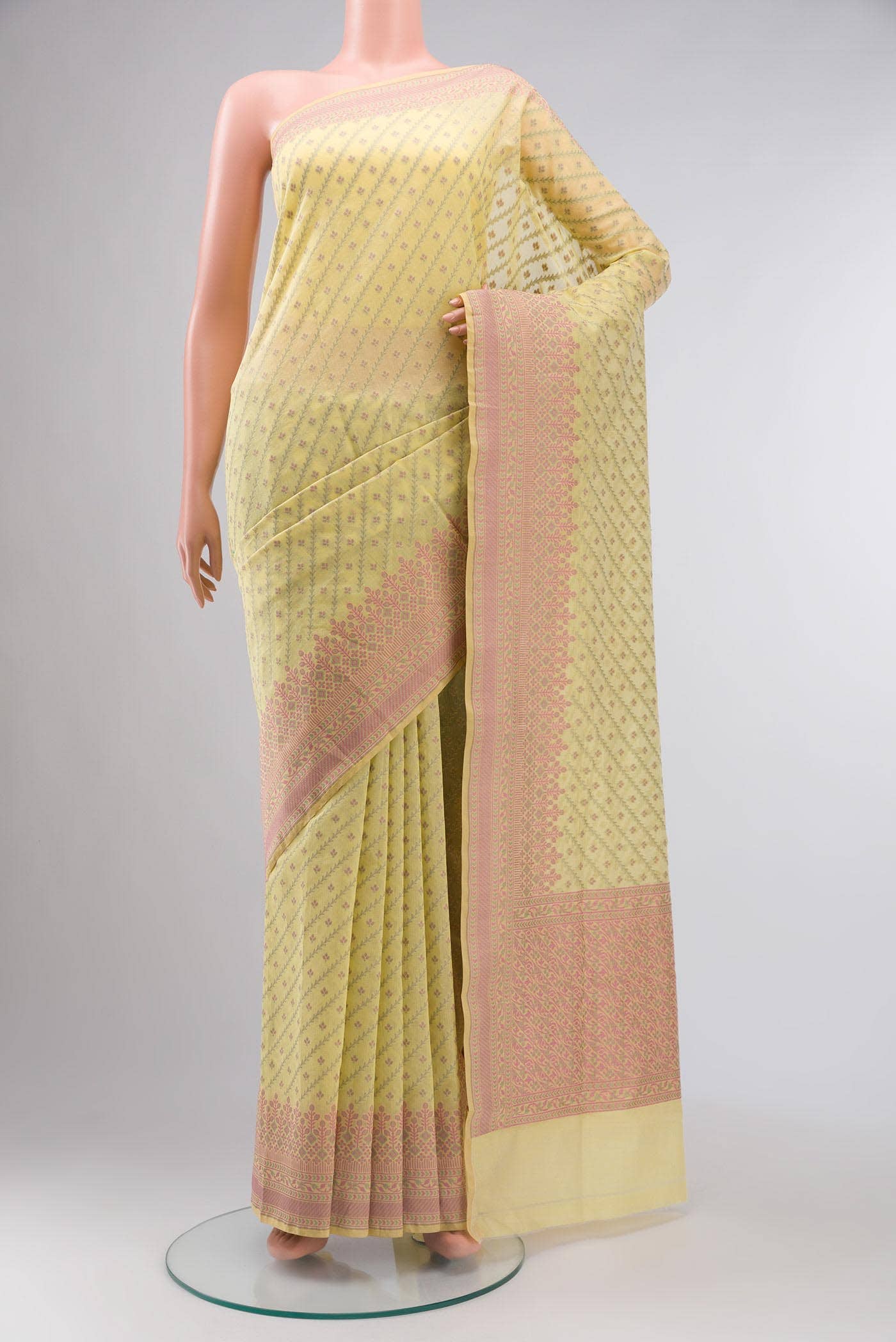 Yellow Banarasi Silk Cotton Saree