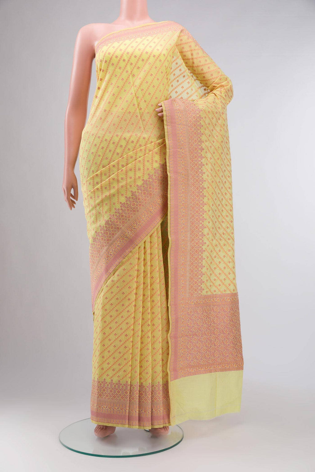 Yellow Banarasi Silk Cotton Saree