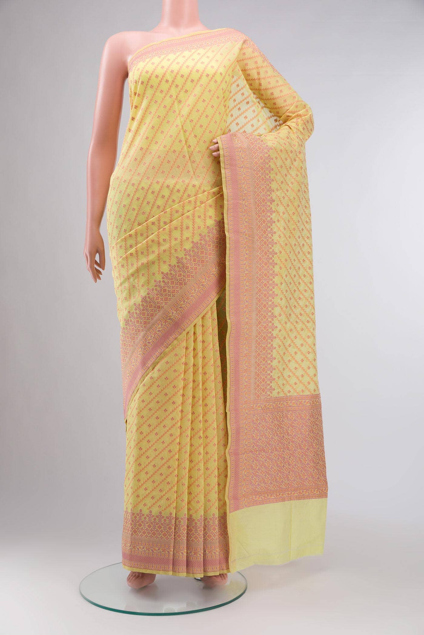 Yellow Banarasi Silk Cotton Saree