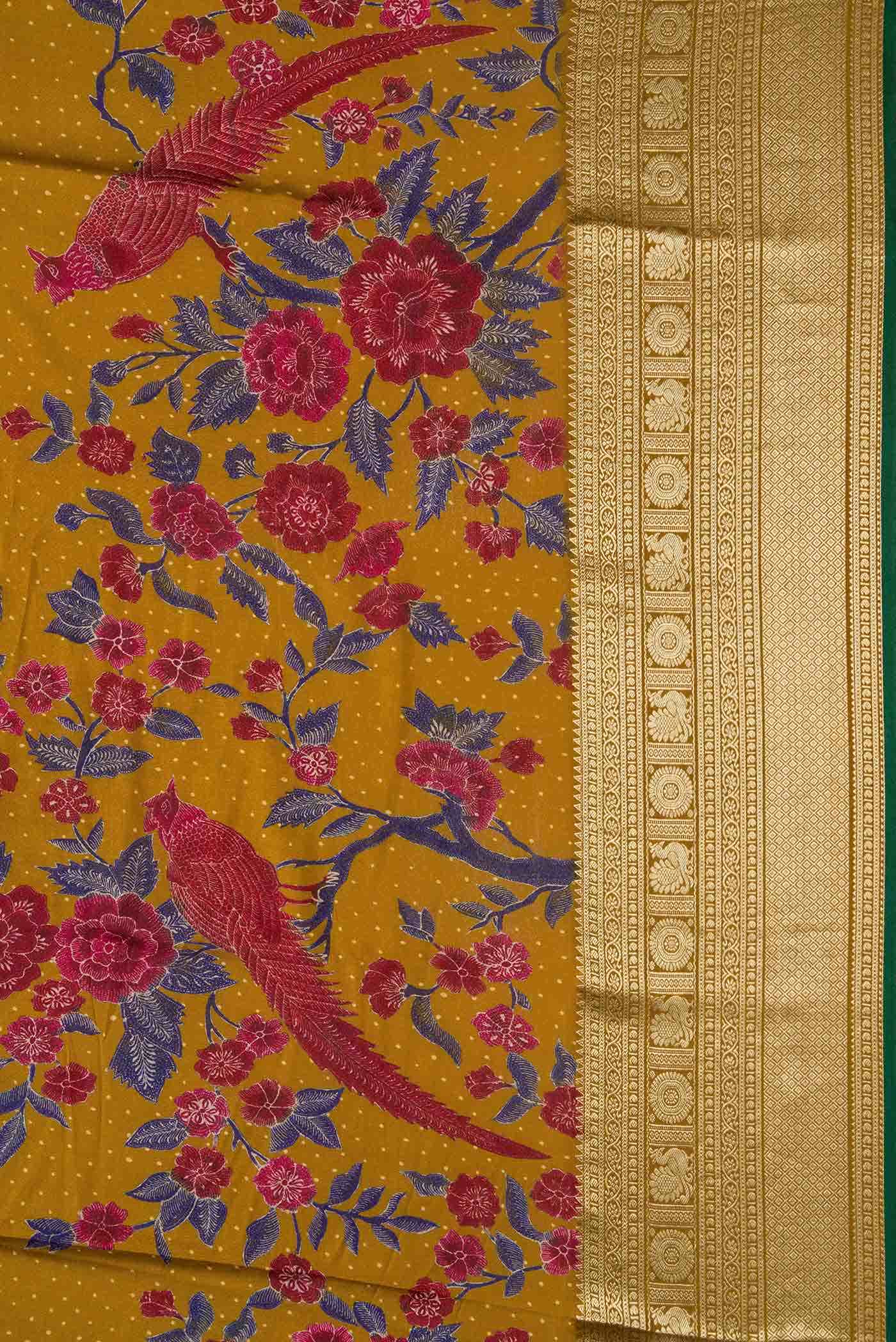 Mustard Mysore Crepe Saree