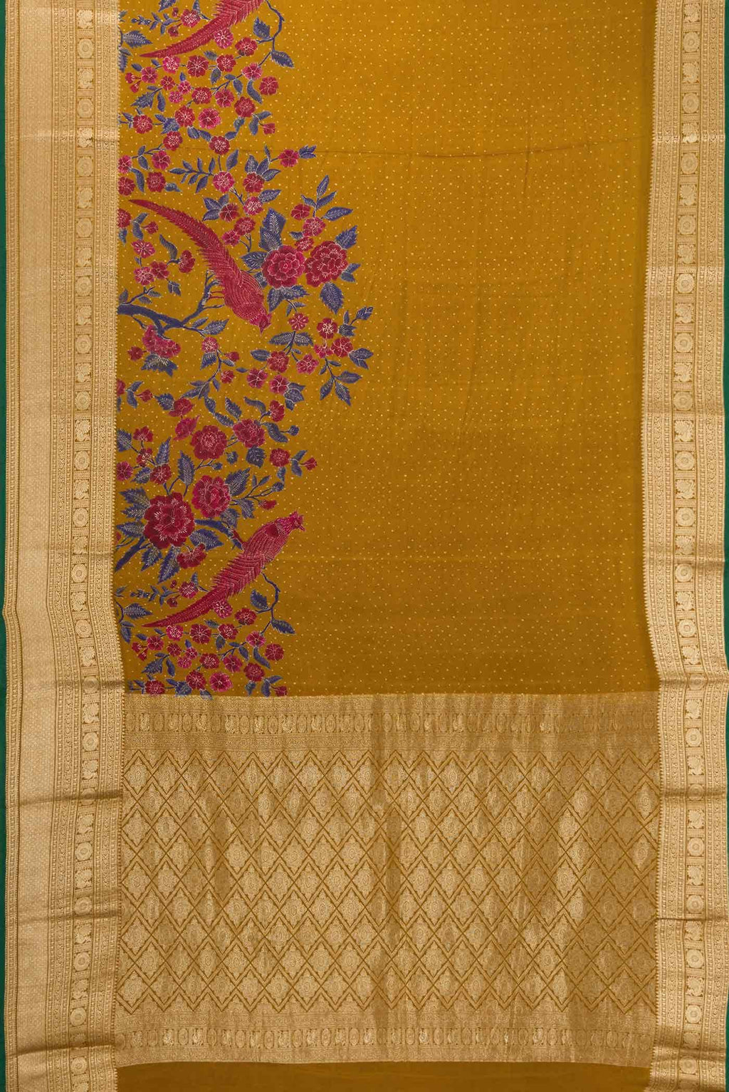 Mustard Mysore Crepe Saree