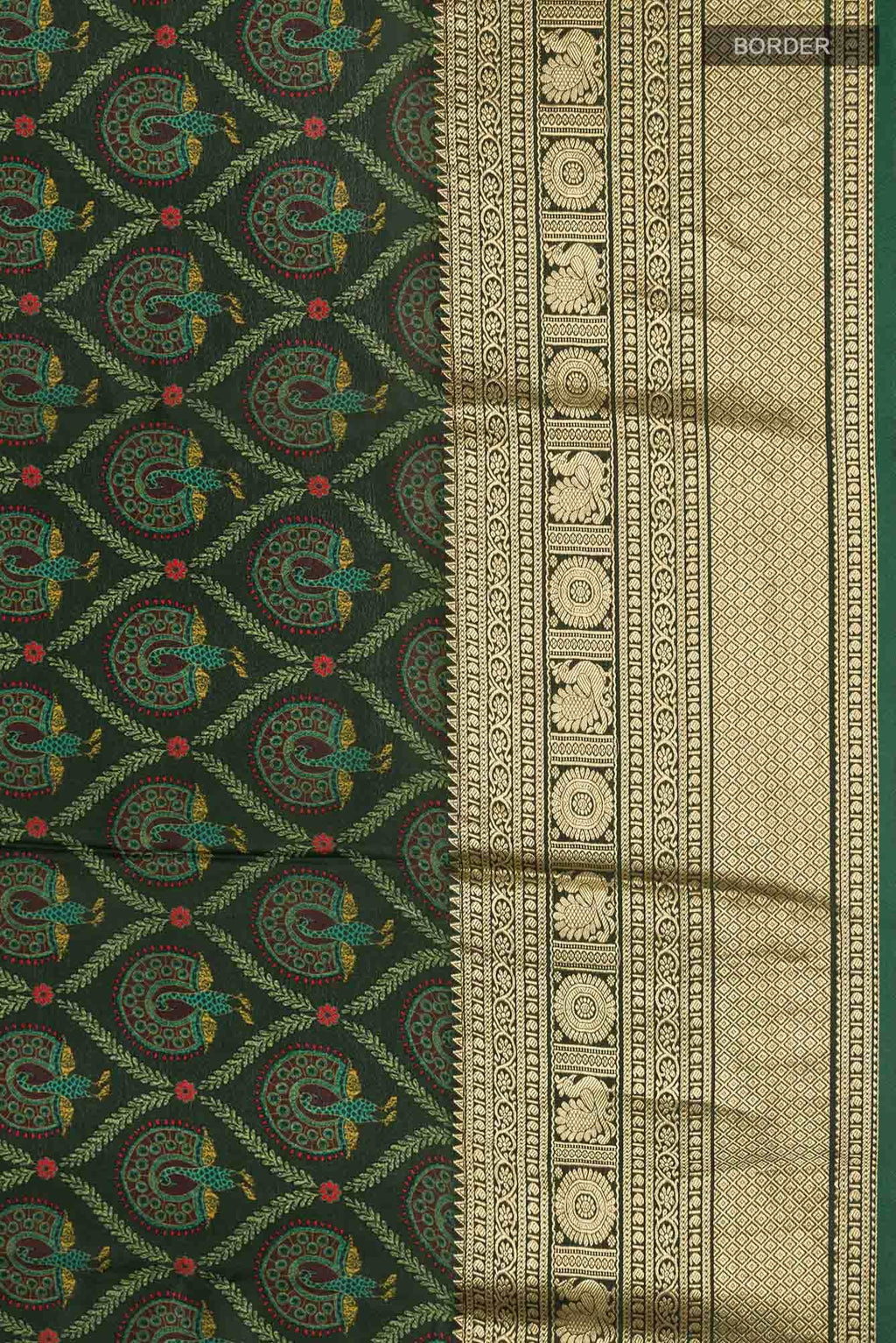 Bottle Green Mysore Crepe Saree