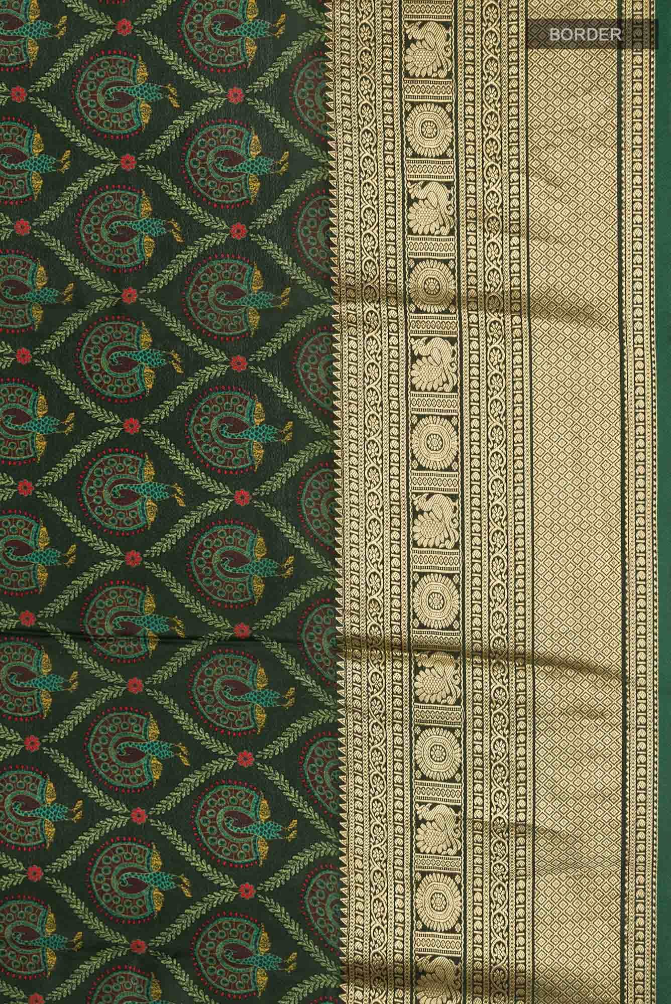 Bottle Green Mysore Crepe Saree