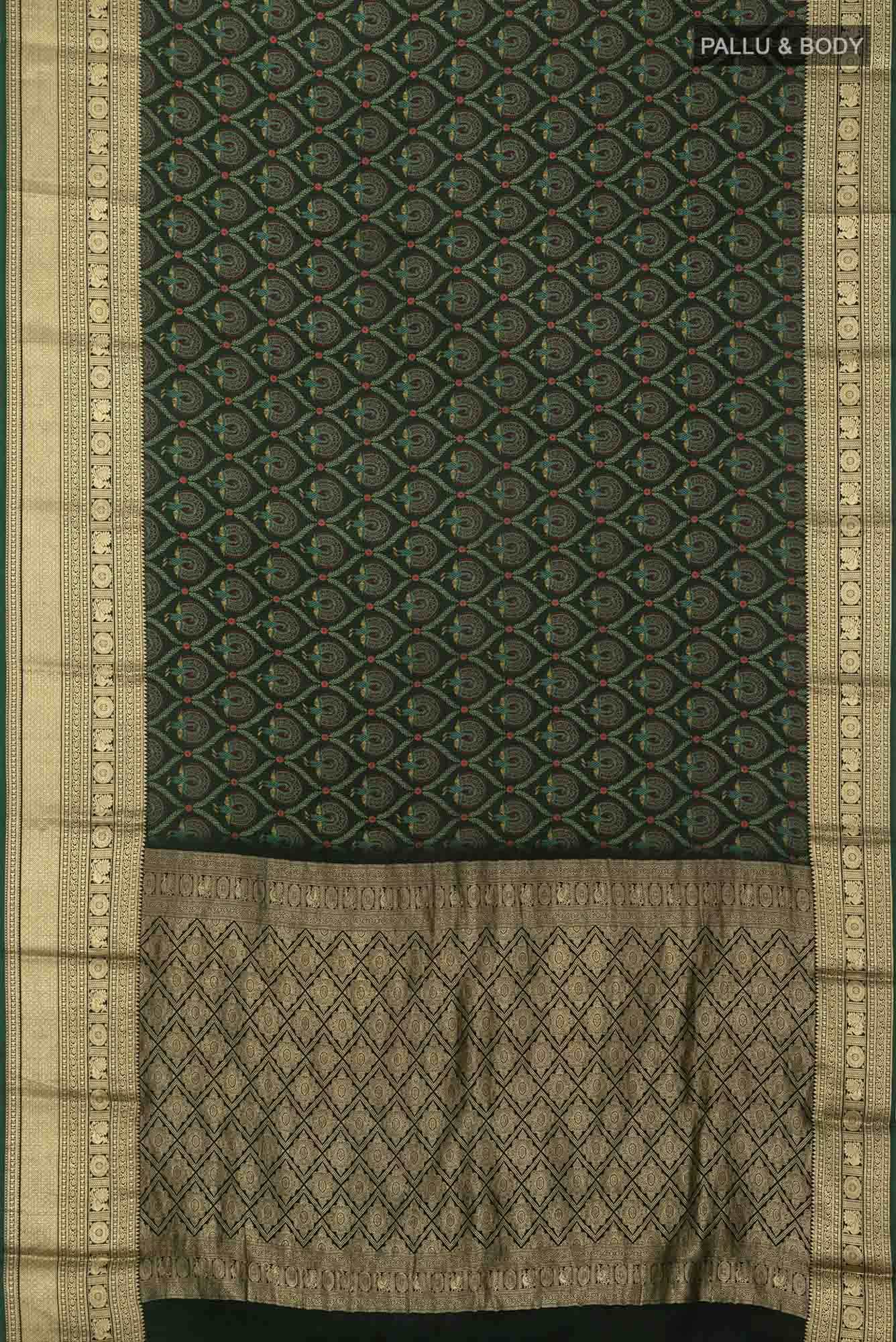 Bottle Green Mysore Crepe Saree