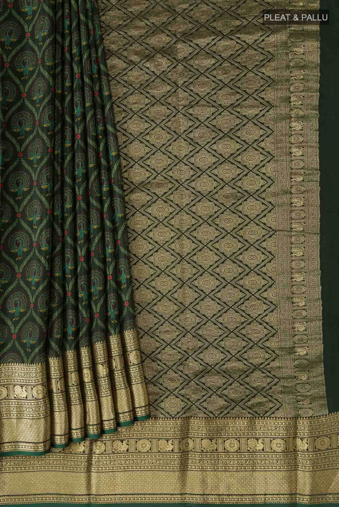 Bottle Green Mysore Crepe Saree