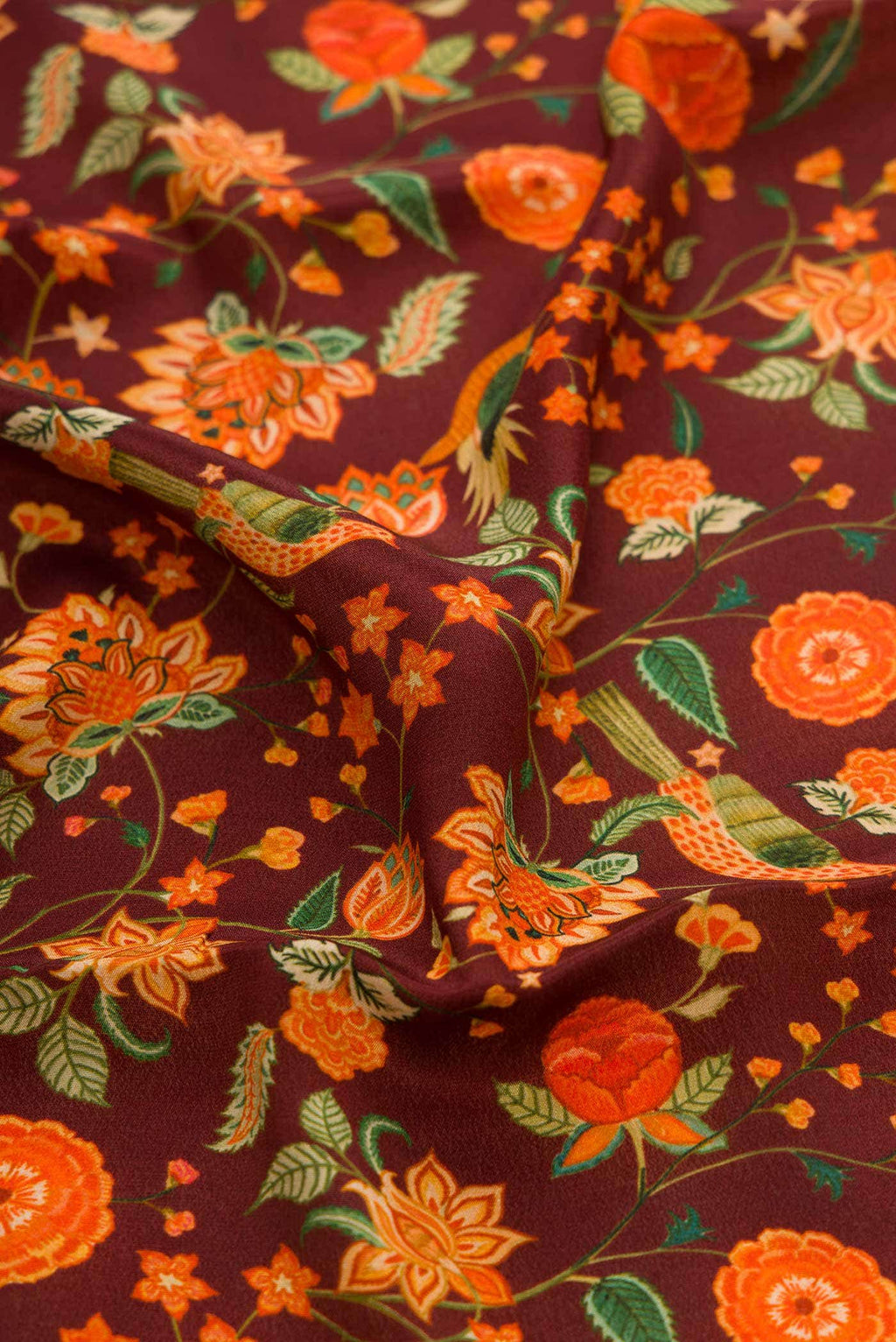 Maroon Mysore Crepe Saree
