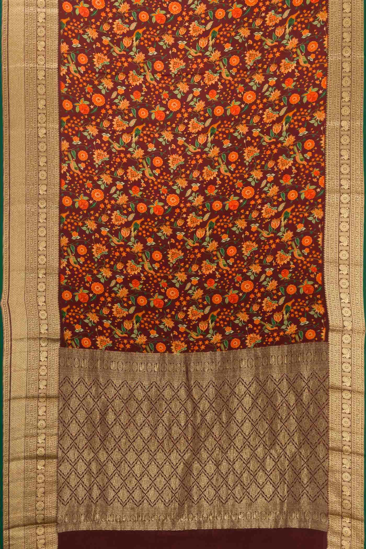 Maroon Mysore Crepe Saree