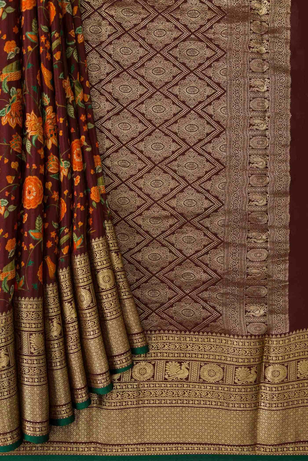 Maroon Mysore Crepe Saree