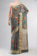 Grey Mysore Crepe Saree