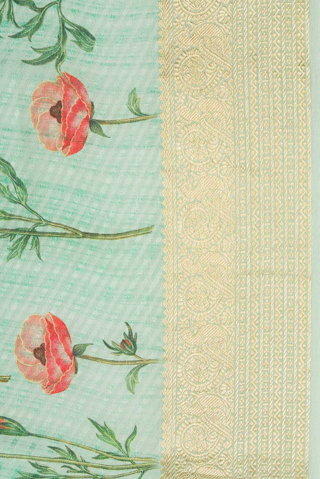 Sea Green Dual Tone Mysore Crepe Saree