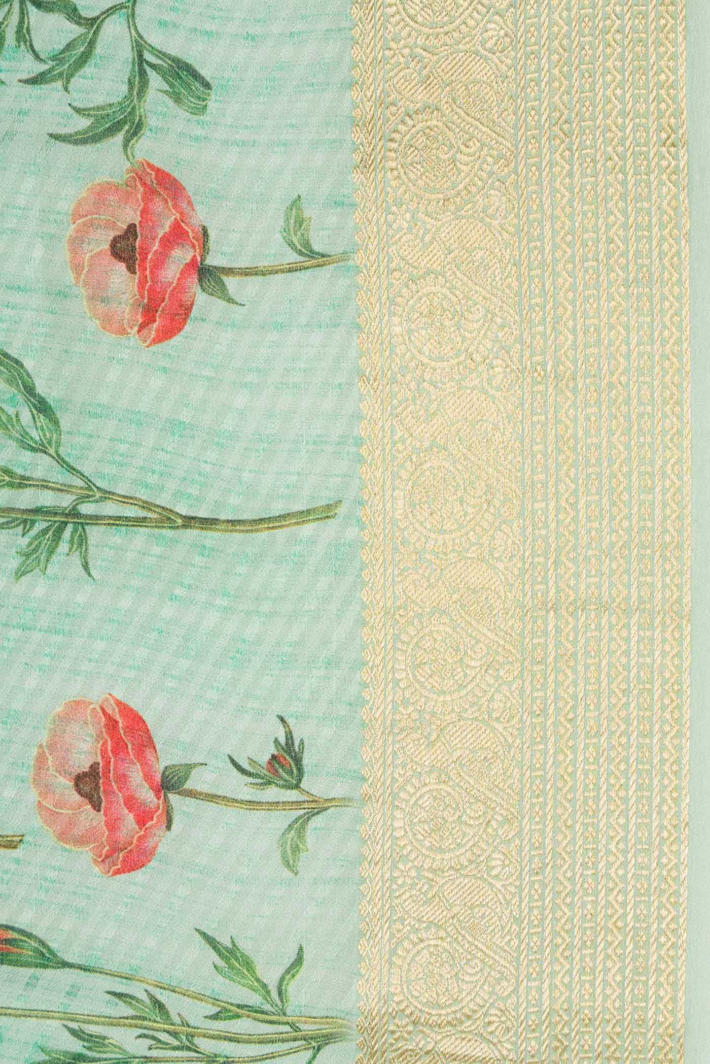 Sea Green Dual Tone Mysore Crepe Saree