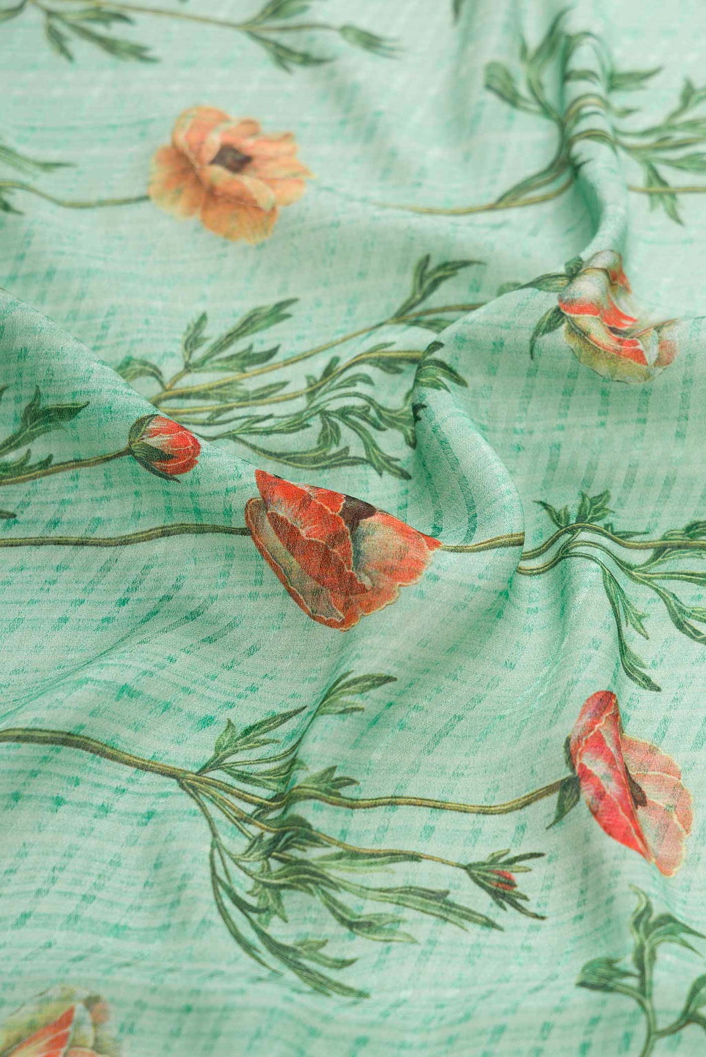Sea Green Dual Tone Mysore Crepe Saree