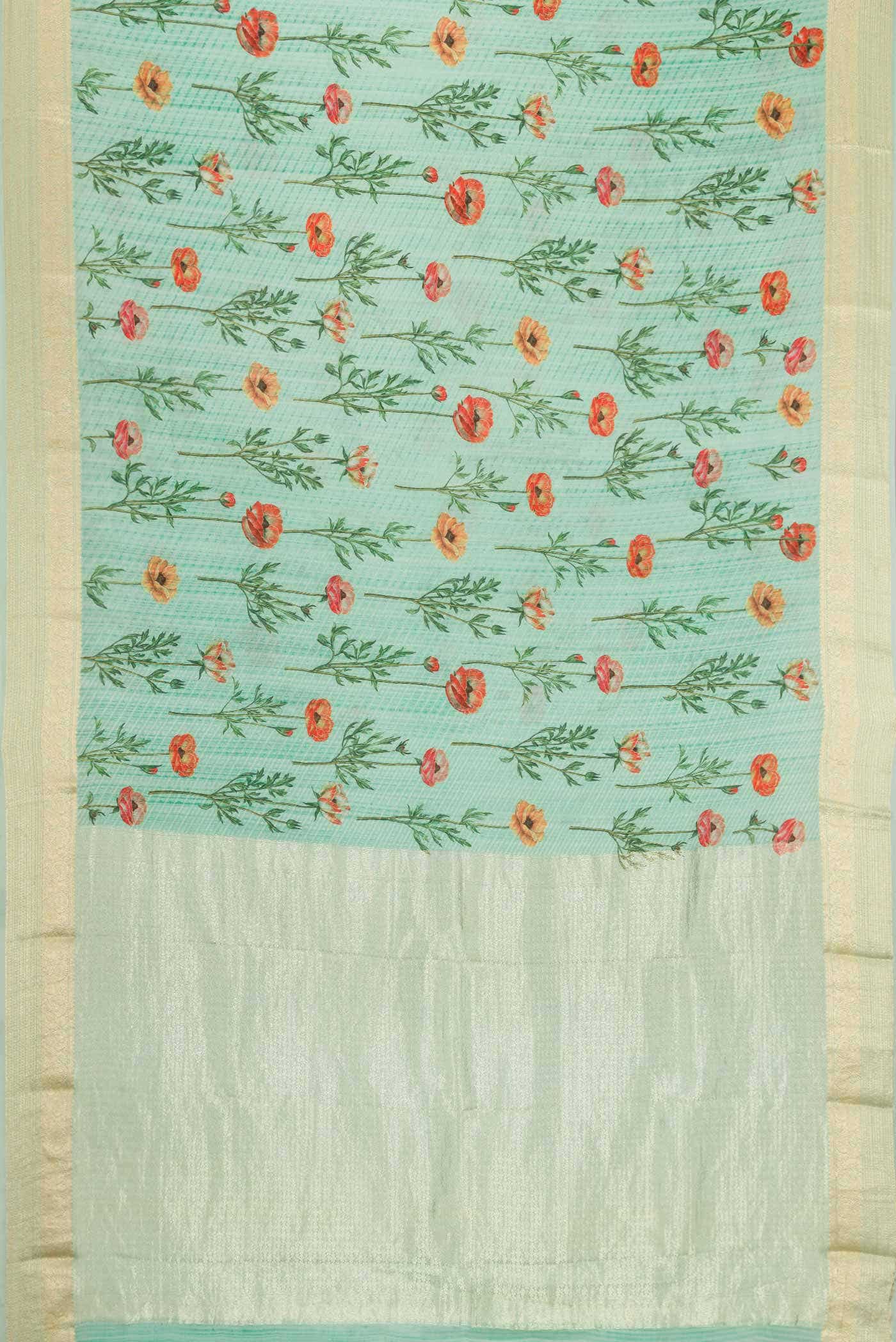 Sea Green Dual Tone Mysore Crepe Saree