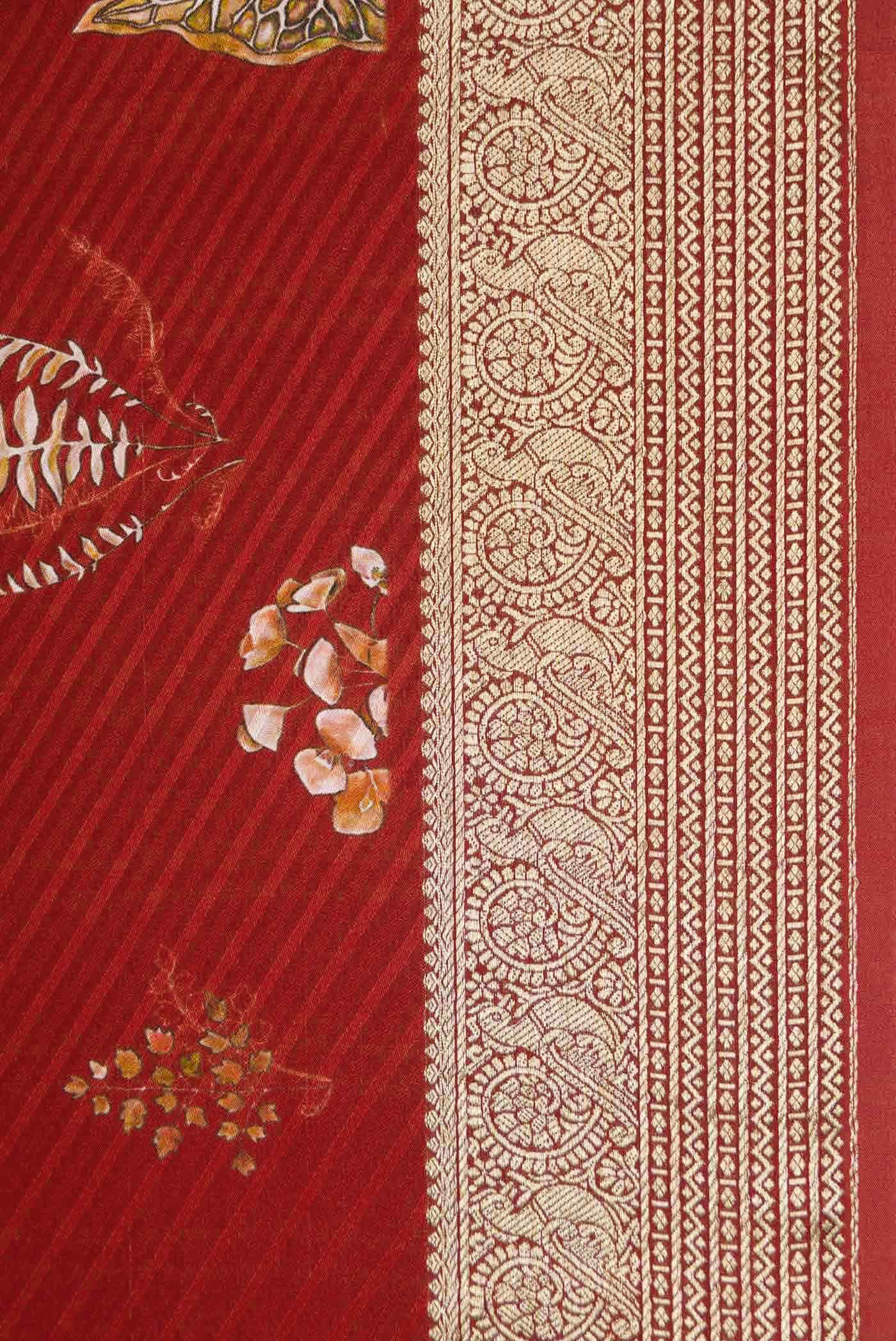 Maroon Mysore Crepe Saree