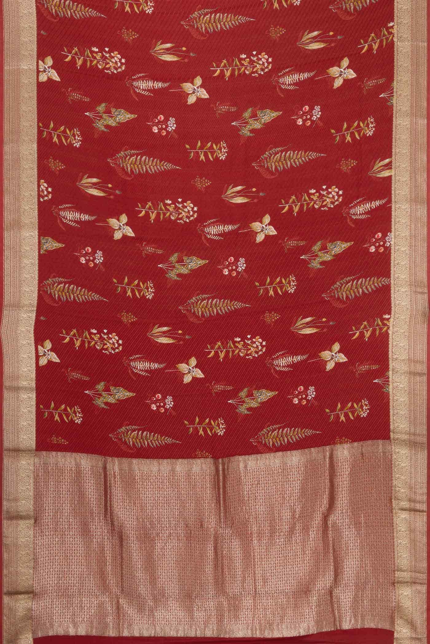 Maroon Mysore Crepe Saree