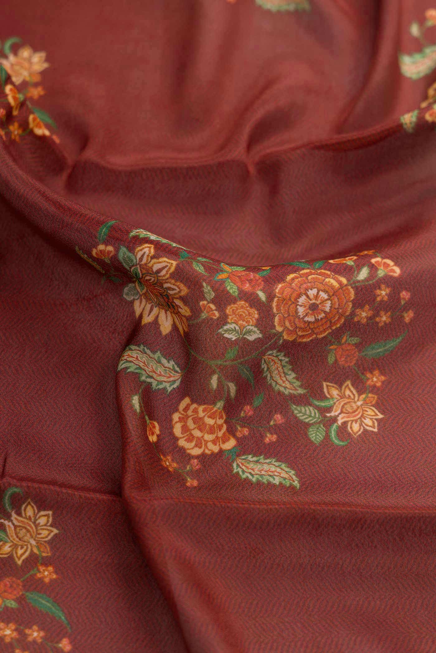 Maroon Mysore Georgette Saree