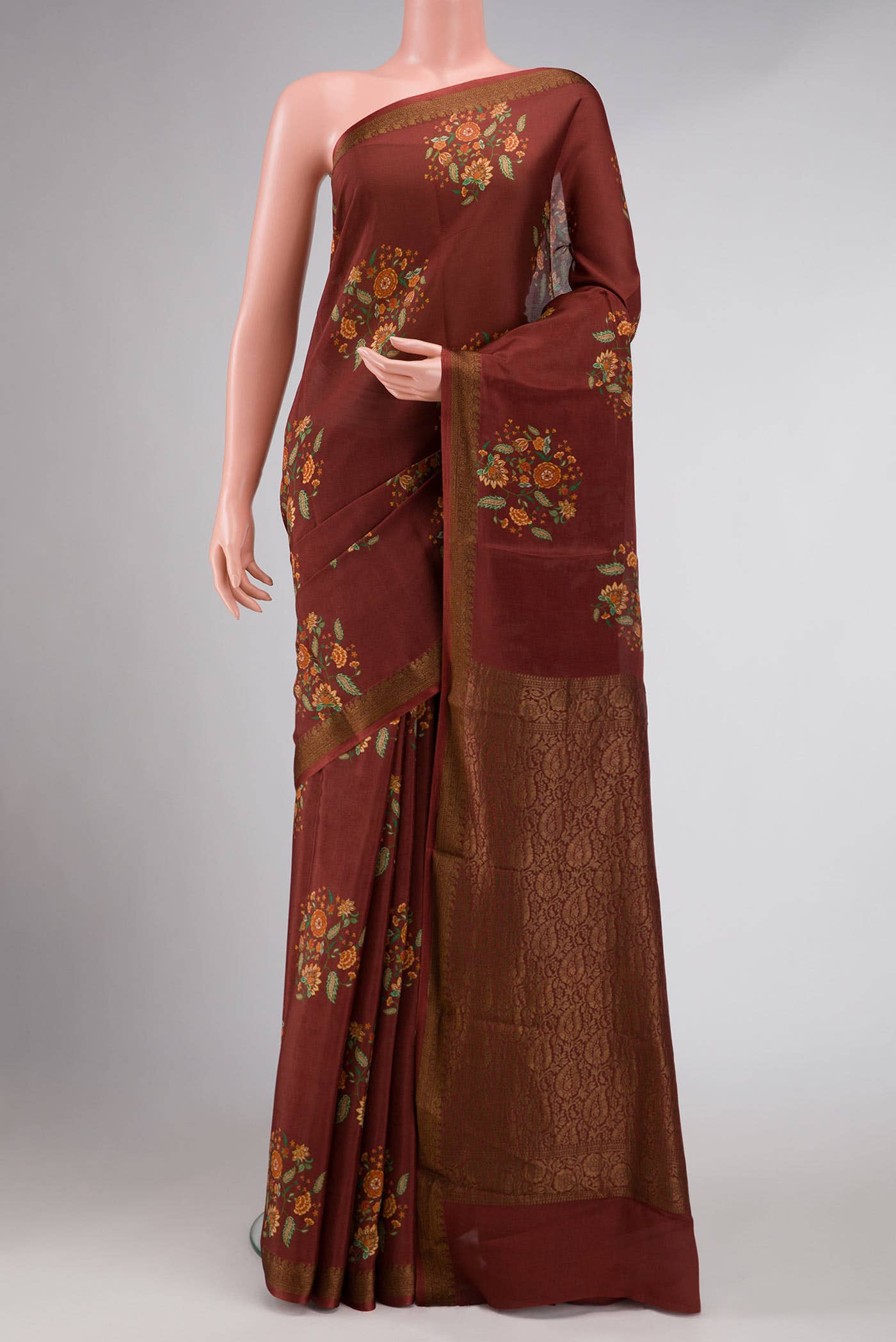 Maroon Mysore Georgette Saree