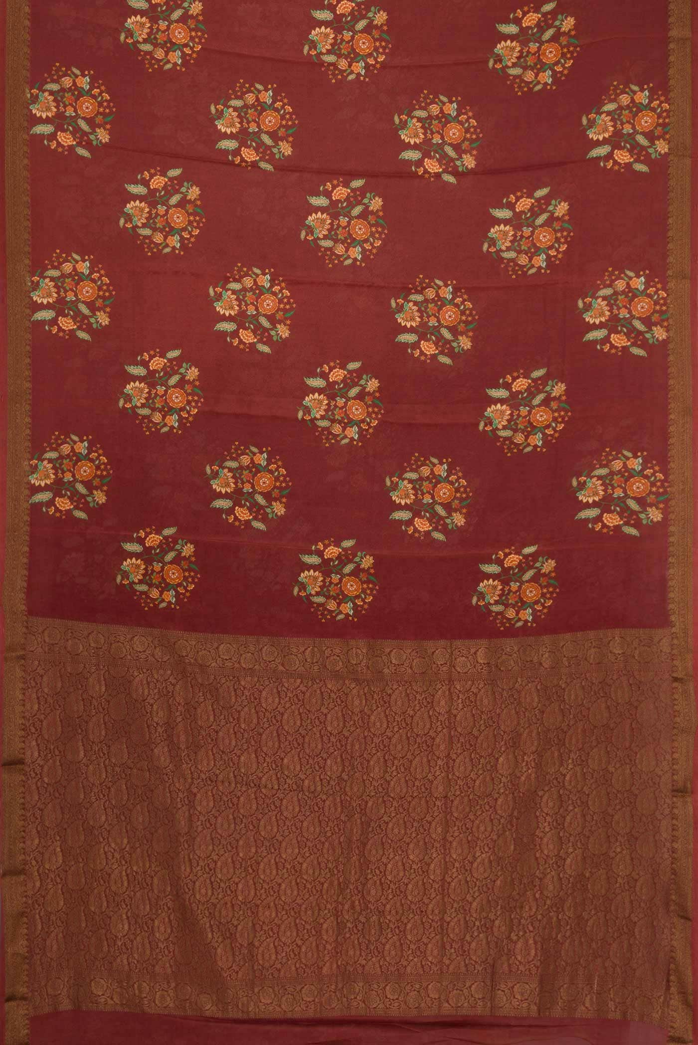 Maroon Mysore Georgette Saree