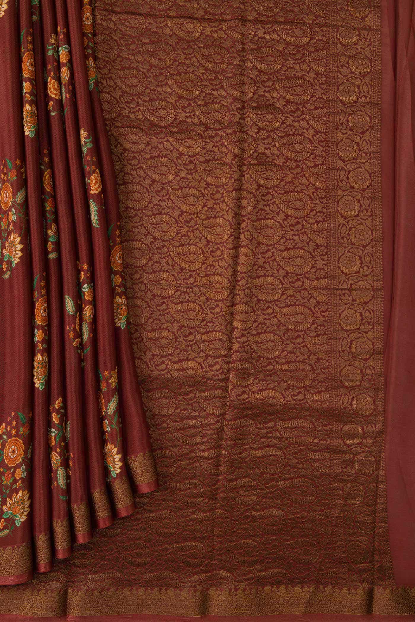 Maroon Mysore Georgette Saree