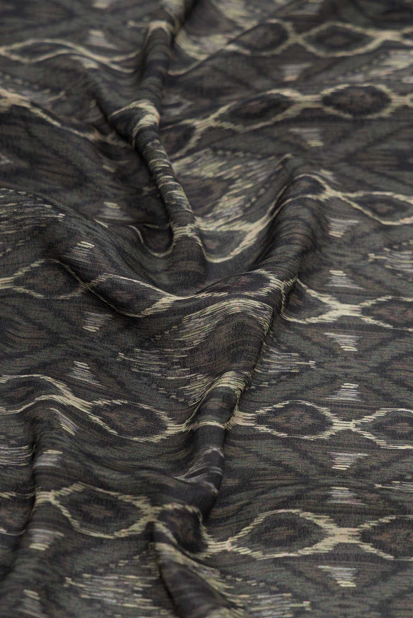 Black Mysore Crepe Saree