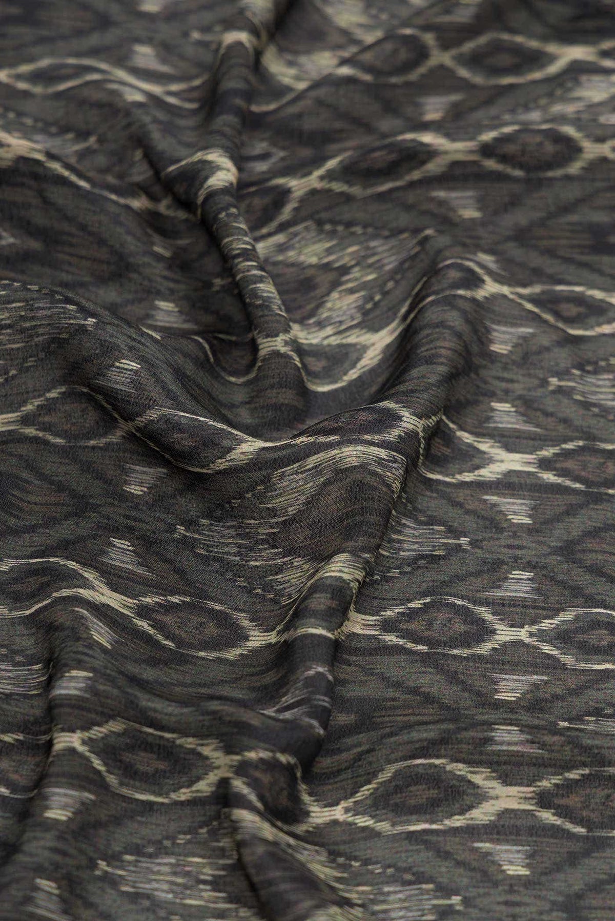 Black Mysore Crepe Saree