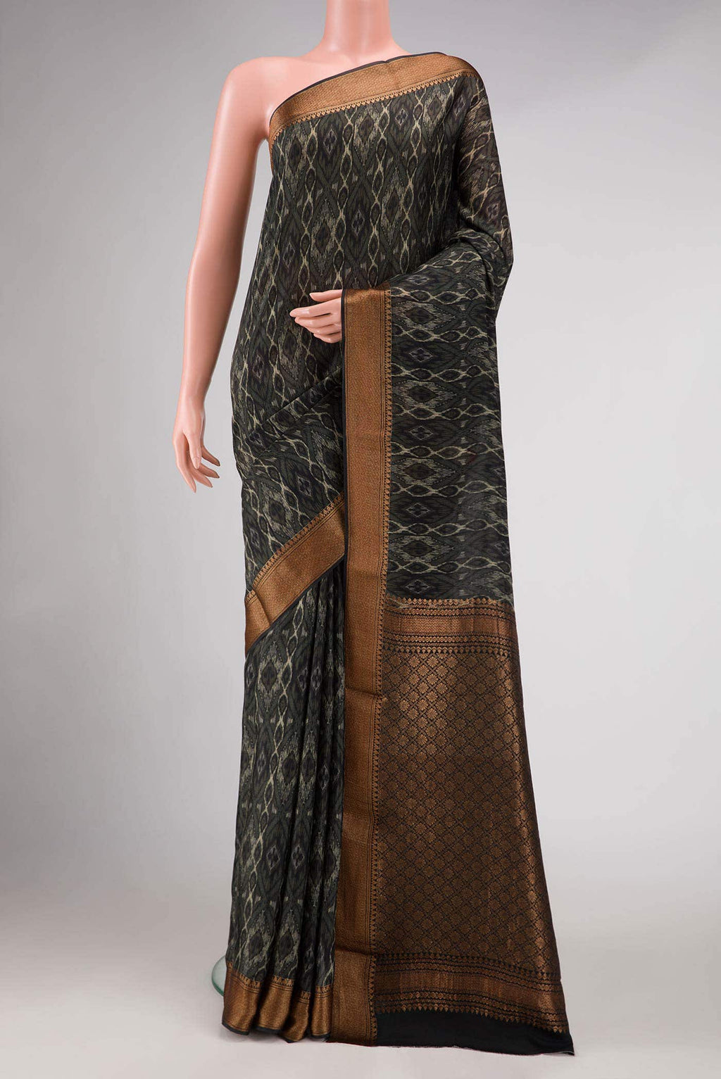 Black Mysore Crepe Saree