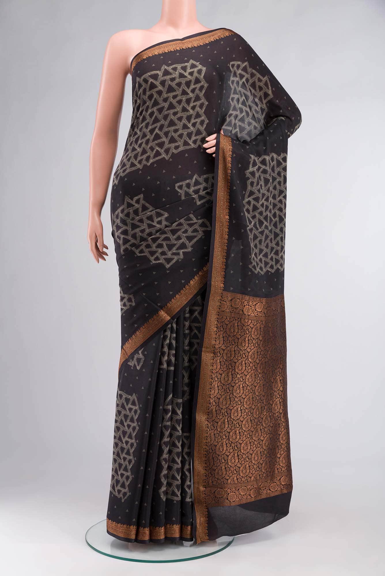 Black Crepe Saree