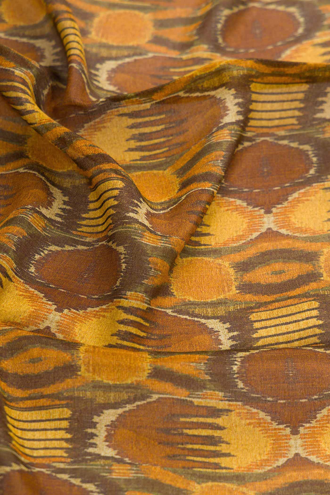 Mustard Mysore Crepe Saree