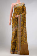 Mustard Mysore Crepe Saree