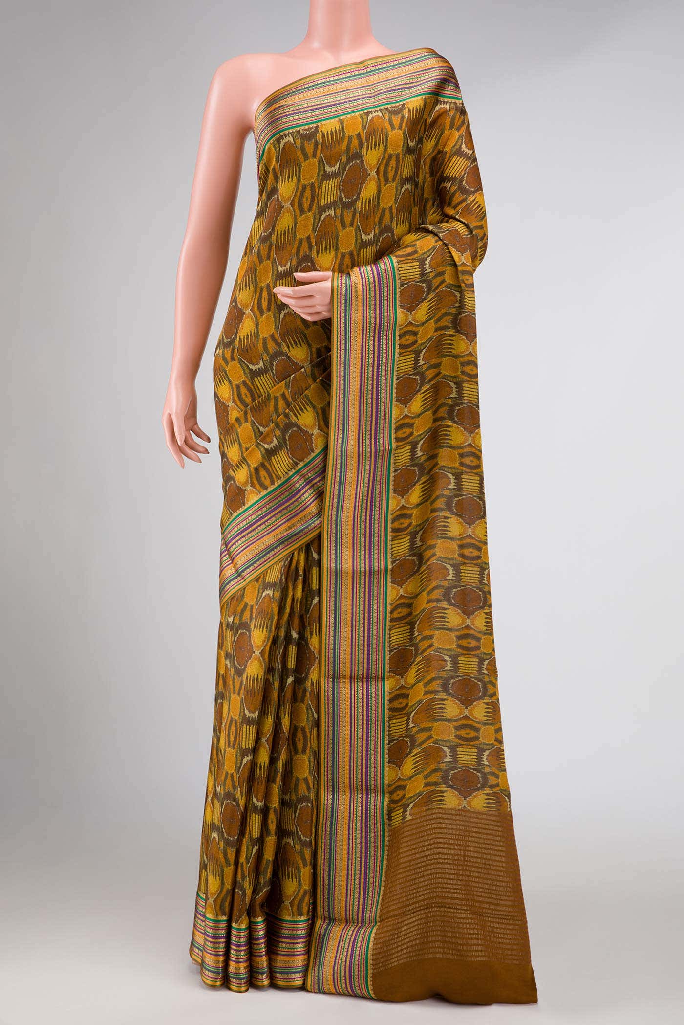 Mustard Mysore Crepe Saree