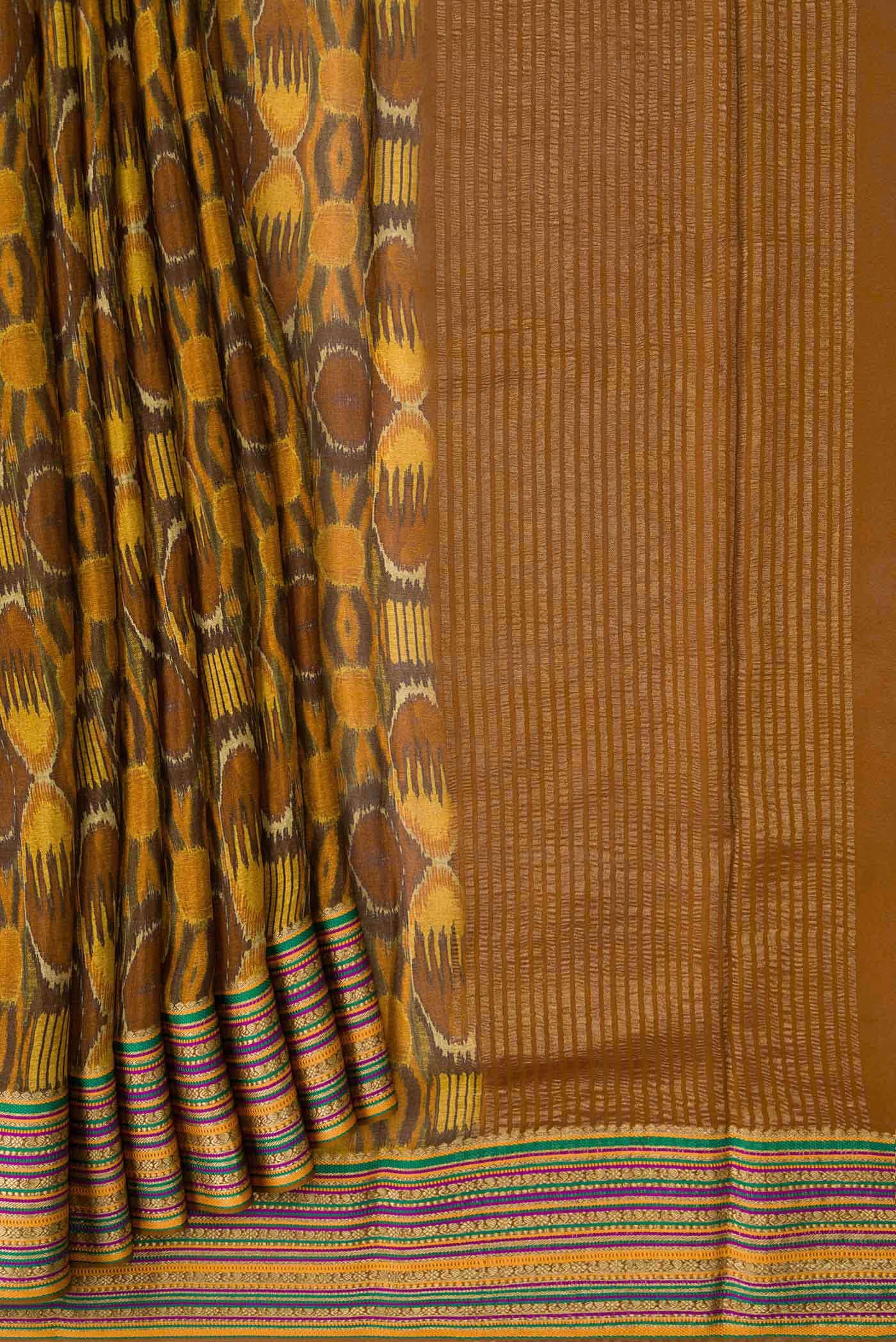 Mustard Mysore Crepe Saree