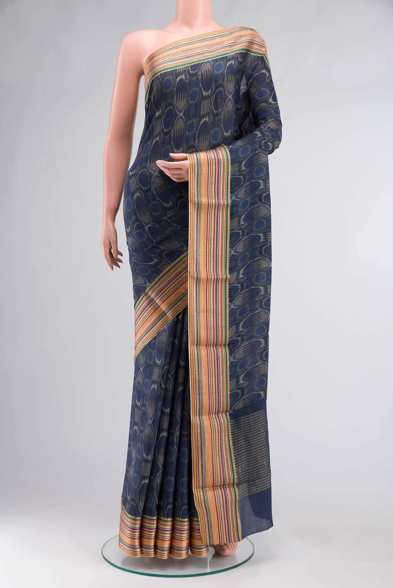 Navy Blue Crepe Saree