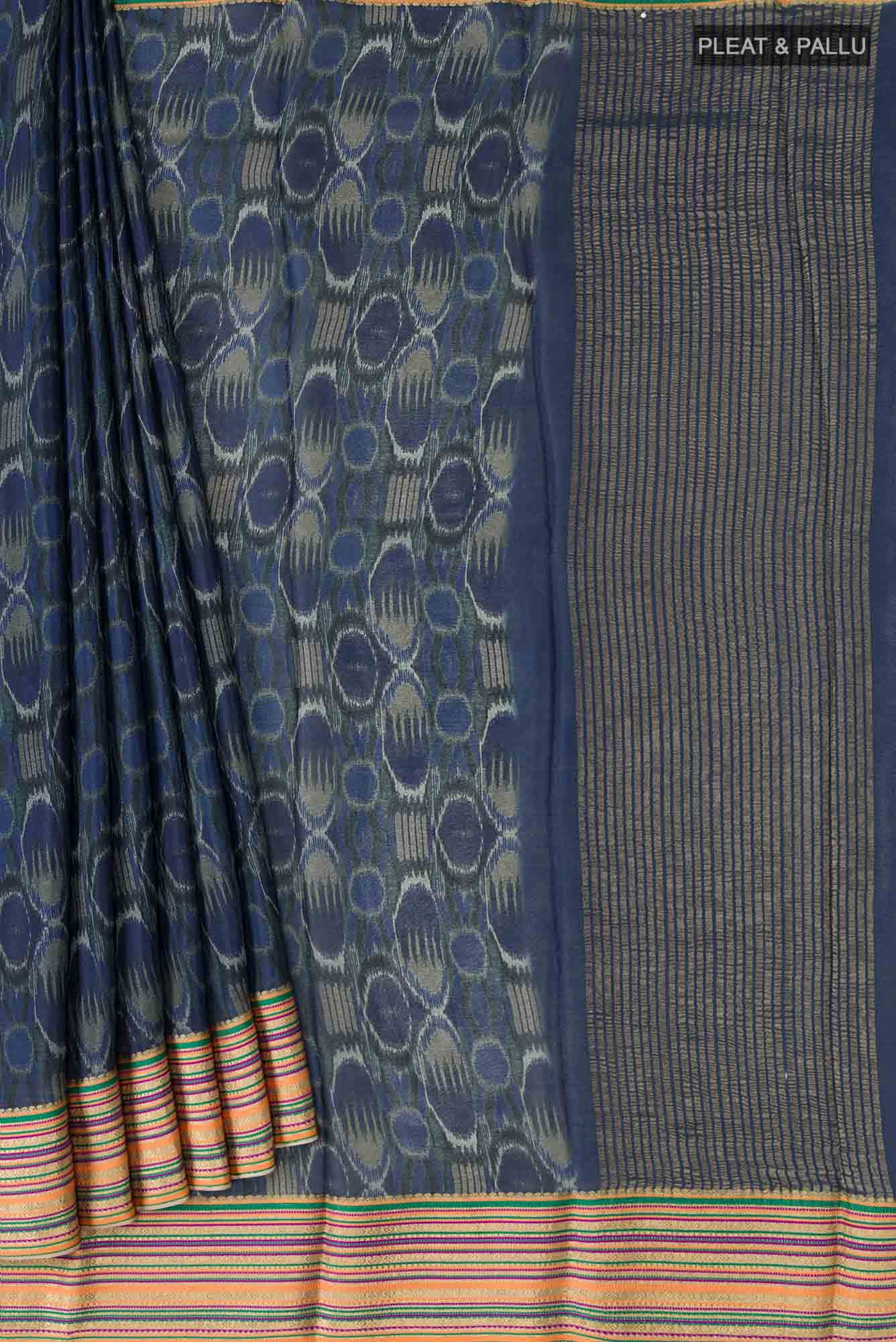 Navy Blue Crepe Saree