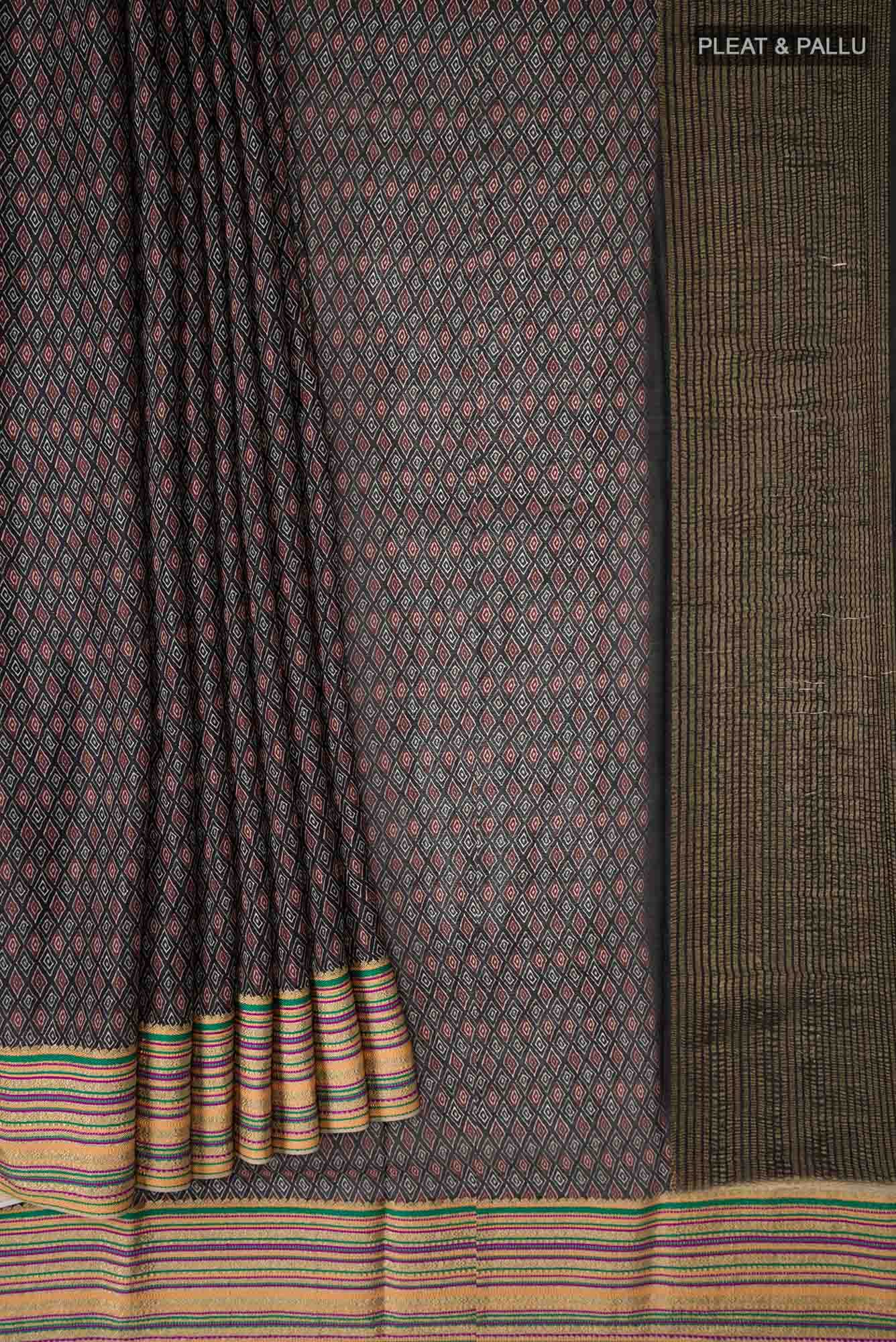 Black Mysore Crepe Saree